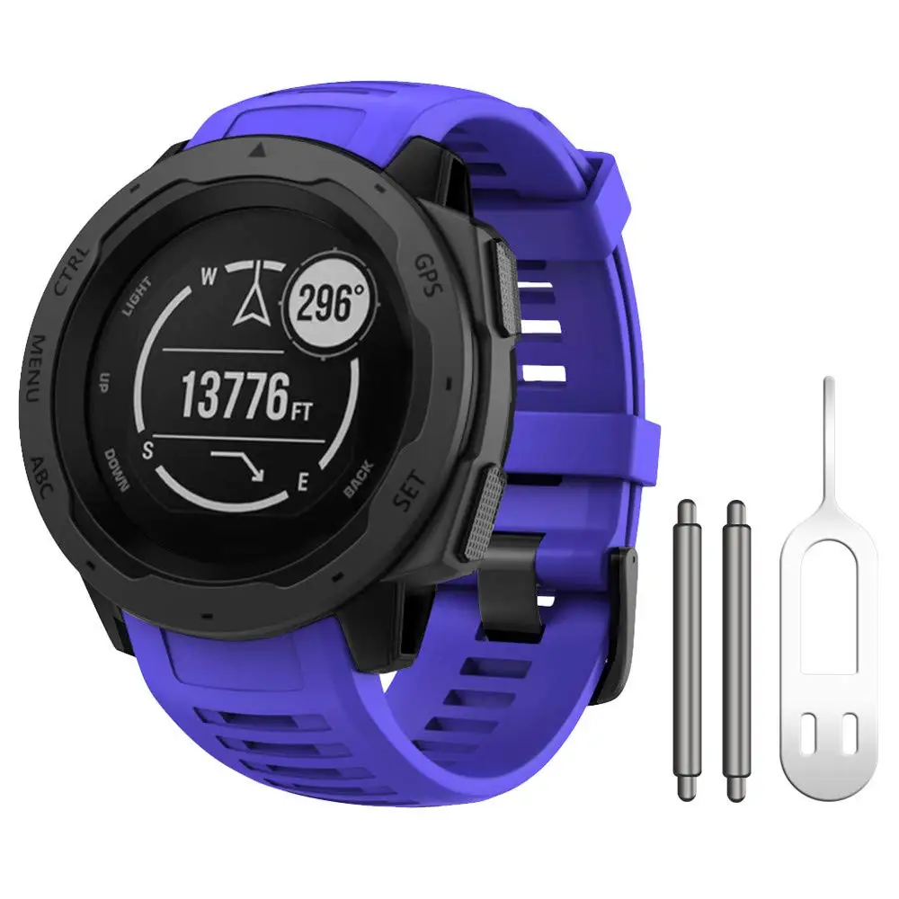 GXV мягкий силиконовый сменный ремешок для часов Quick Release ремешок для Garmin Instinct с адаптером инструменты - Цвет: Blue