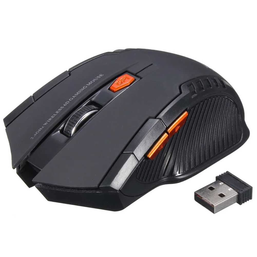 Профессиональная 2,4 ГГц Беспроводная оптическая игровая мышь, беспроводные мыши для ПК, Игровые ноутбуки, компьютерная мышь, геймер - Цвет: Черный