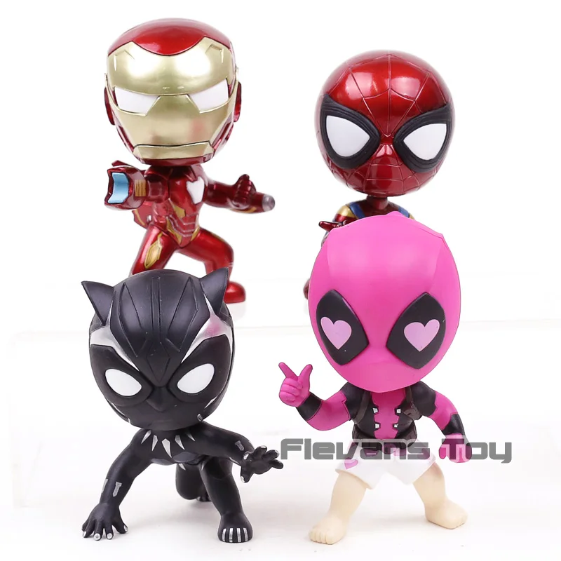 Marvel Super Hero паук/Железный человек/Deadpool/Черная пантера ПВХ Цифры игрушки промашка голова куклы модель Коллекция