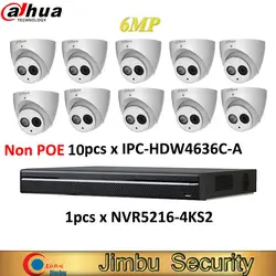 Dahua IP NVR комплект включает 16CH 4 К и H.265 видеомагнитофон NVR5216-4KS2 и ip-камеры 6MP H.265 IPC-HDW4636C-A Встроенный микрофон IR50m