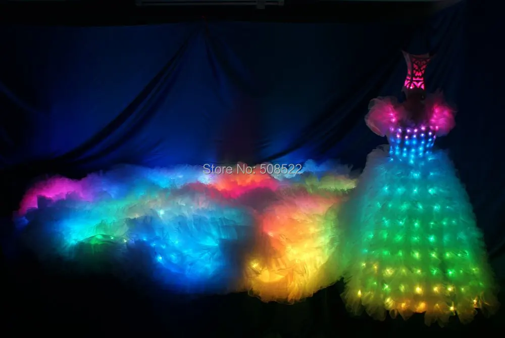 LED zářivky uniformy LED ocas svatební šaty jsou 2,8 m dlouhý ocas TC-23