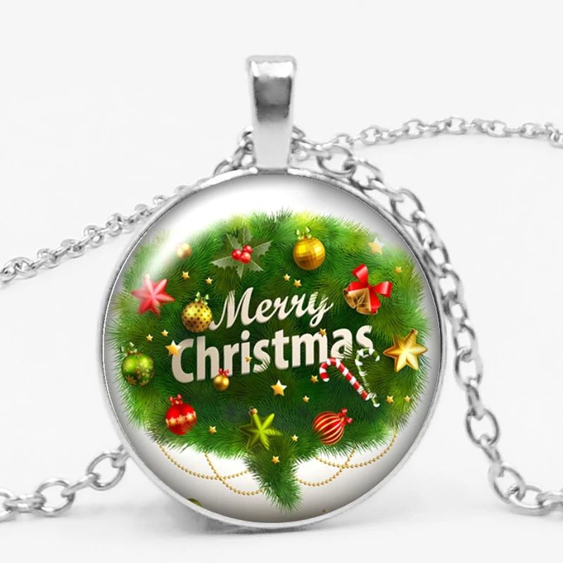 3 цвета 25 мм Мода ручной работы стекло драгоценный кулон ожерелье Рождественский подарок выпуклая Магия ожерелье высокого качества ювелирные изделия - Окраска металла: 1