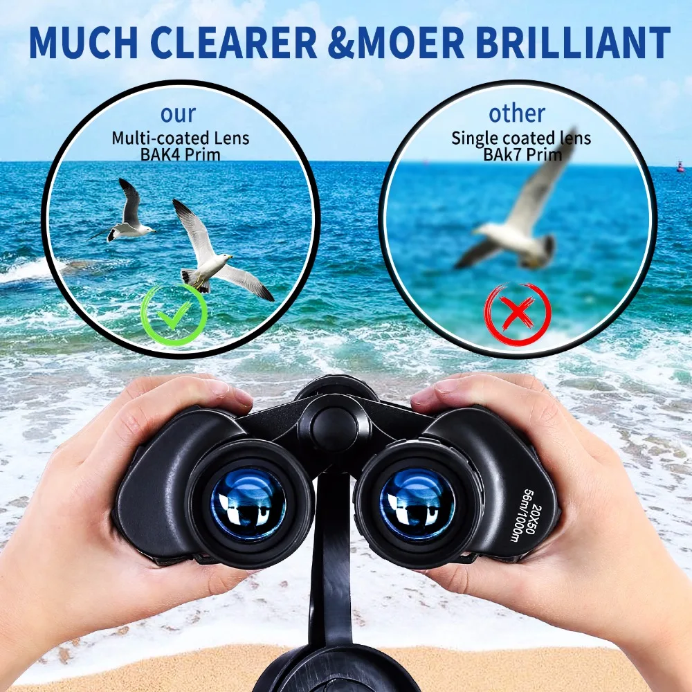 20X50 Zoom Binoculars Compact Folding Durable for Professional Traveler Wide Field of View, More Clear Great for Camping Hunting 20X50 Zoom Binoculars Compact Folding Durable for Professional Traveler Wide Field of View, More Clear Great for Camping Hunting