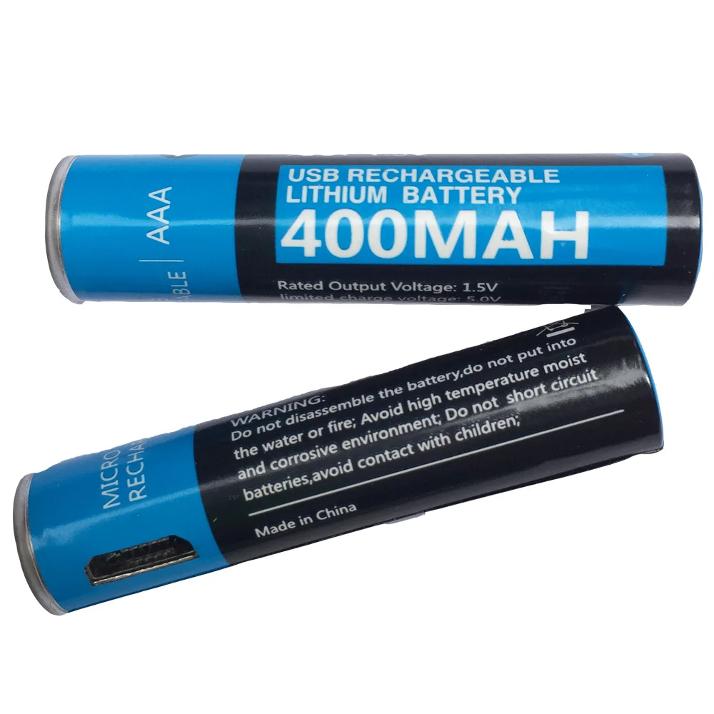 AAA 1,5 V 400 mah литиевая с батареей заряжаемой через USB аккумулятор с USB зарядной линией 2 шт./партия