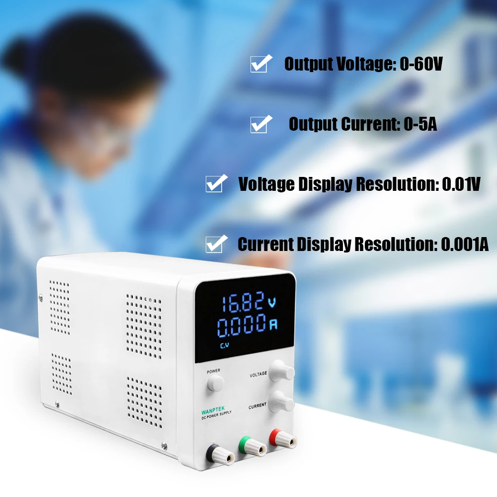 

DC Power Supply 60V 5A Variable Adjustable Voltage Regulator Switching 4 Digits Blue LED Display Switch Laboratory
