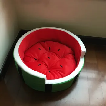 

Pet Cat House Foldable Soft Winter Cat Dog Bed Watermelon Bed Dogs House Cute Kennel Dog Fleece Cat Litter Dog Bed Pet Supplies