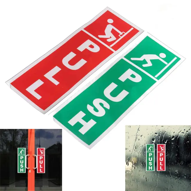 Green Push And Red Pull Door Window Vinyl Stickers Information Green Push And Red Pull Door Window Vinyl Stickers Information Warning Signs