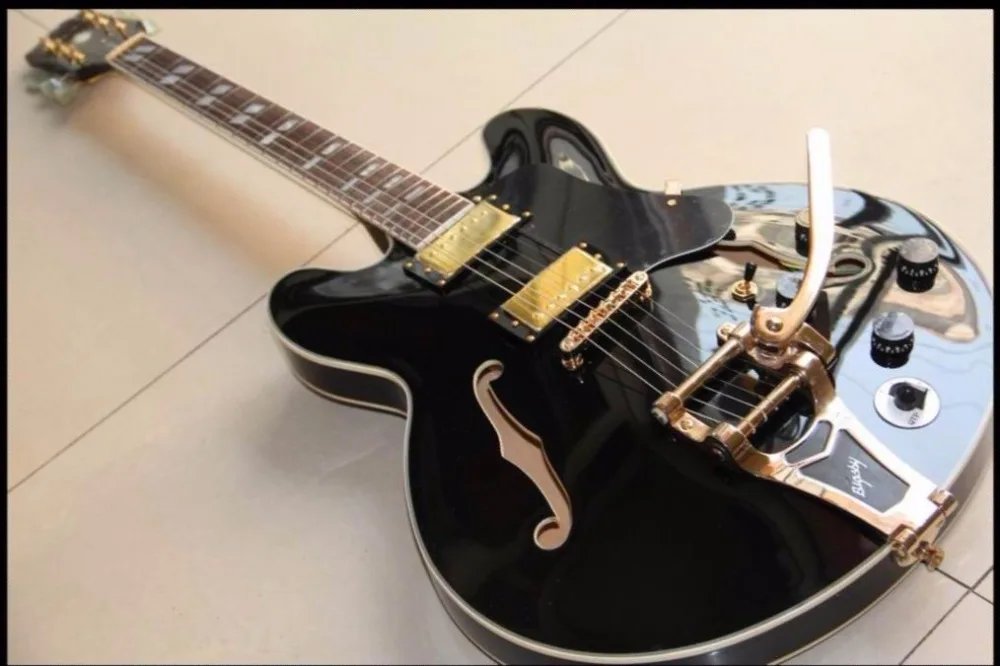

Wholesale Cnbald Jazz Guitar ES-335 ES355 1959 Model electric guitar w/bridge bigsby in black ES 355 130109