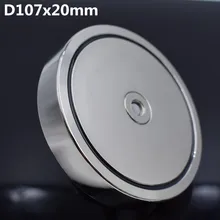 Neodymium magnet D107x20mm super Strong powerful search magnet hook 550kg magnetic fishing salvage permanent NdfeB holder 4 24pcs n42h ndfeb arc segment or26xir14x90deg x10 mm motor magnet for generators wind turbine neodymium permanent magnet