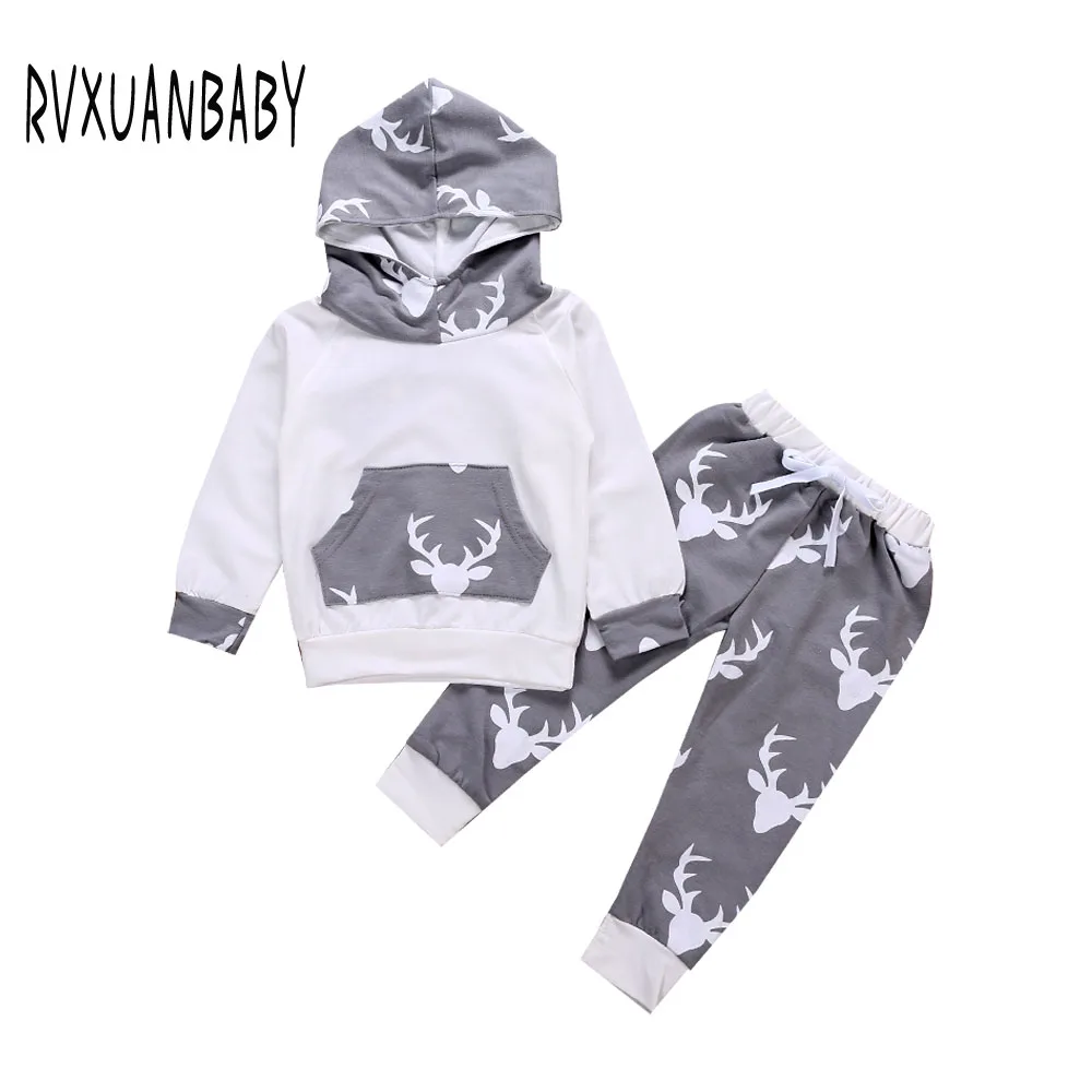 

Baby Boys Girls Clothing Sets Kid Deer Hooded Top Clothes + Pants Suit for Children Baby Clothing Set Toddler Clothing Set