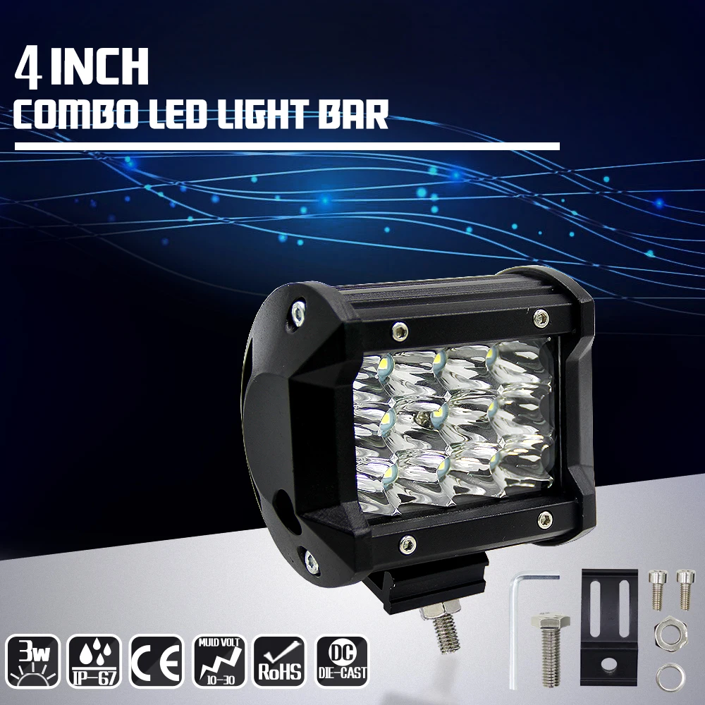 

AZGIANT 4 INCH Combo led light bar IP67 Waterproof Spot & flood beam 5500Lumens For over 50,000 Hours Lifespan Car Work Light