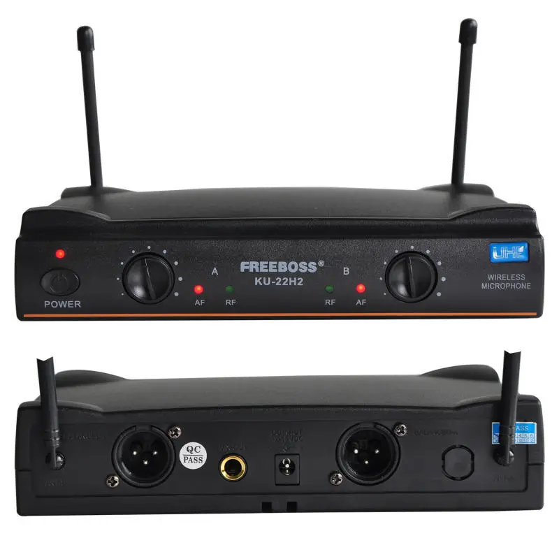 FREEBOSS KU-22H2 UHF Беспроводная микрофонная система DJ Караоке 2 нагрудных 2 микрофона гарнитуры(2 передатчика