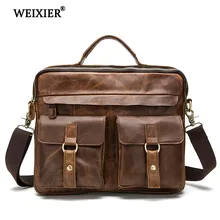 WEIXIER 2019 New Men Briefcases Genuine Leather Vintage Handbag Briefcase Messenger Shoulder Crossbody Bag Men's Business Bags WEIXIER 2019 New Men Briefcases Genuine Leather Vintage Handbag Briefcase Messenger Shoulder Crossbody Bag Men's Business Bags