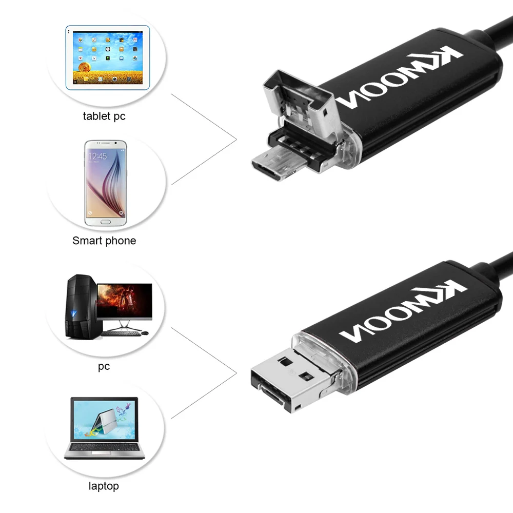 KKMOON 7 мм 2 м Мини USB эндоскоп 2 в 1 USB микроскоп бороскоп Инспекционная камера цифровая лупа для телефонов Android ПК