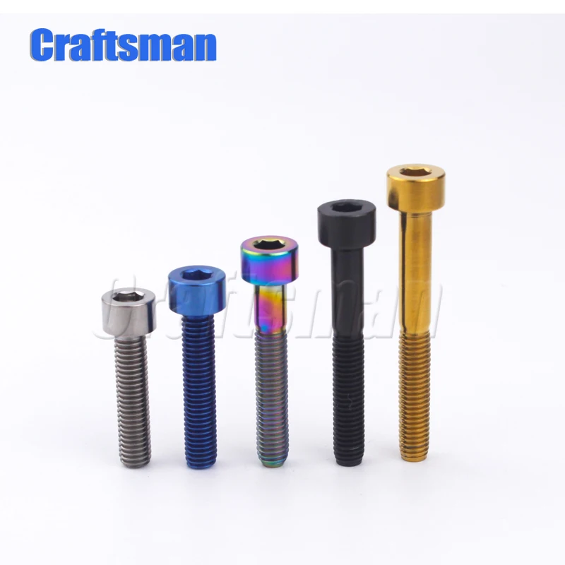 Титановый болт Craftsman M5 x 10, 12, 16, 18, 20, 25, 30, 35, 40, 45, 50, 60 мм, шестигранный ключ, клеймо головка, болт Ti, винт для руля велосипеда, подседельный штырь