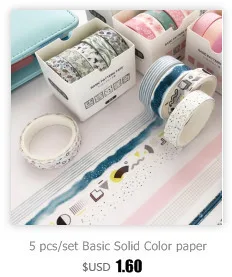 5 pcs/set Basic Color paper Washi Tape Adhesive Tape DIY Scrapbooking Sticker Label Masking Tape school supplies