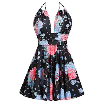 

Women's Sexy One Piece Bikini Swimsuit Print Swim Dress Skirted Bathing Suit mar4
