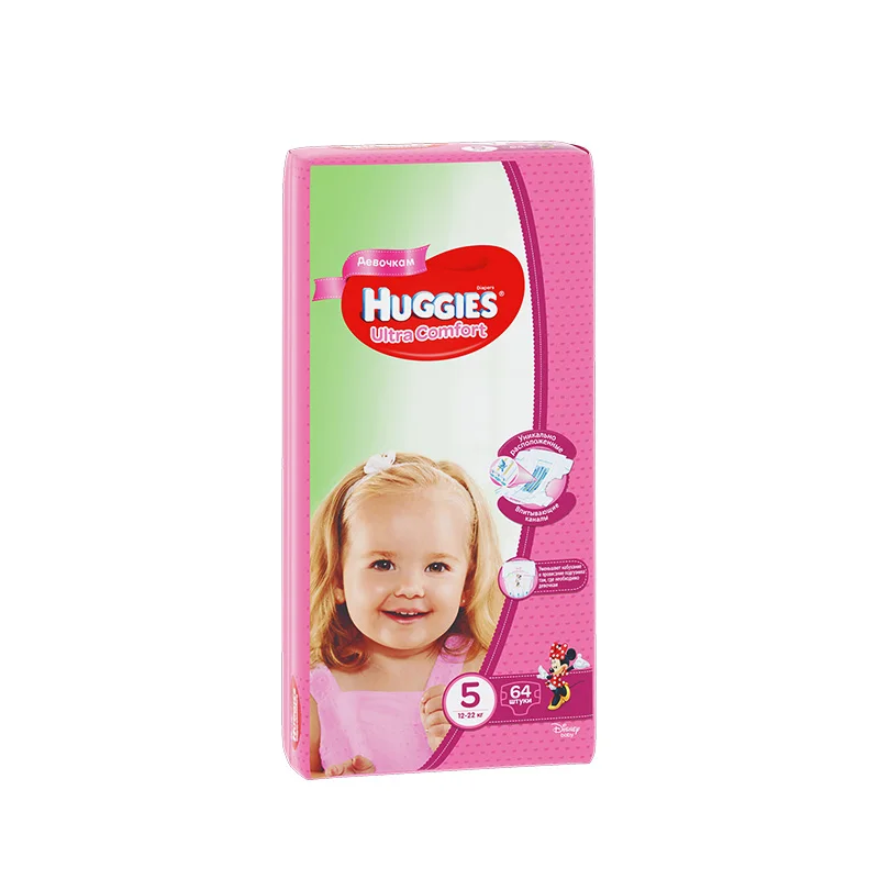 Подгузники Huggies для девочек Ultra Comfort 12-22 кг(размер 5) 64 шт