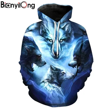 

BIANYILONG Wolf Hoodies 3D Men Women Sweatshirts Fashion Autumn Tracksuits Harajuku Outwear Casual Animal Male Jacket Pullover
