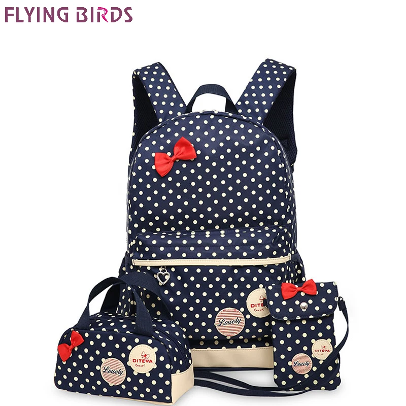 FLYING BIRDS School Bags For Teenagers Girls 3pcs/set bow Backpacks Polyester Cute School Bag Lady Bookbag Travel bag mochila bookbags-for-girls