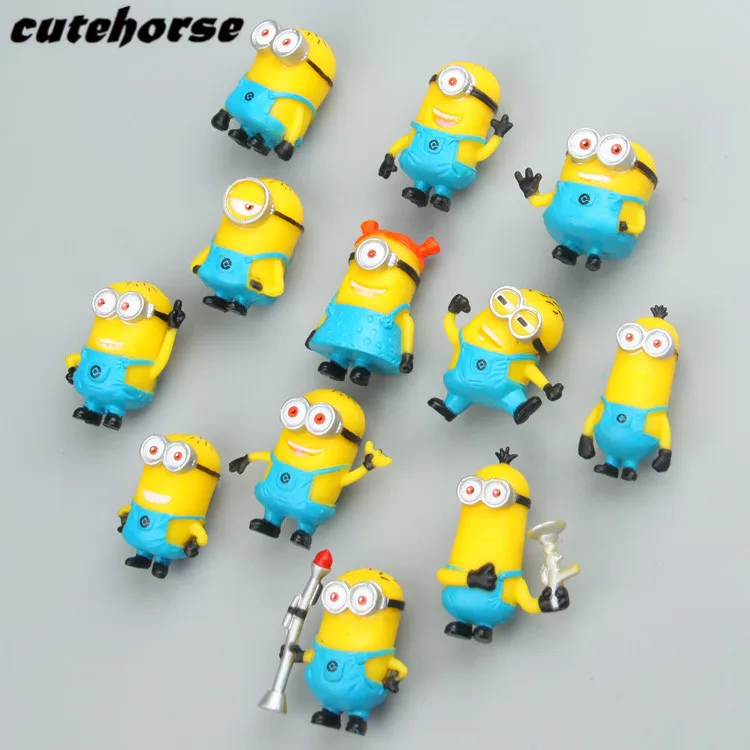 

Cartoon creative Minions series decoration fridge magnets stickers 12 pcs /set PVC powerful fridge magnets stickers
