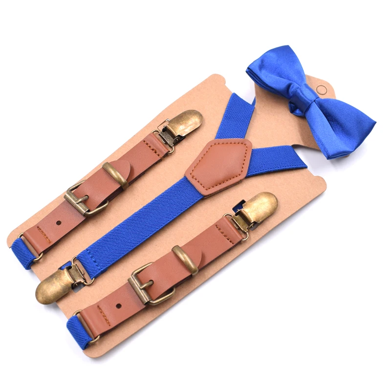 Baby Braces Kids Suspenders Bowtie Sets boy girl suspenders Leather 3 Clips Strap Trousers Suspensorio Elastic Strap 2.0*75cm