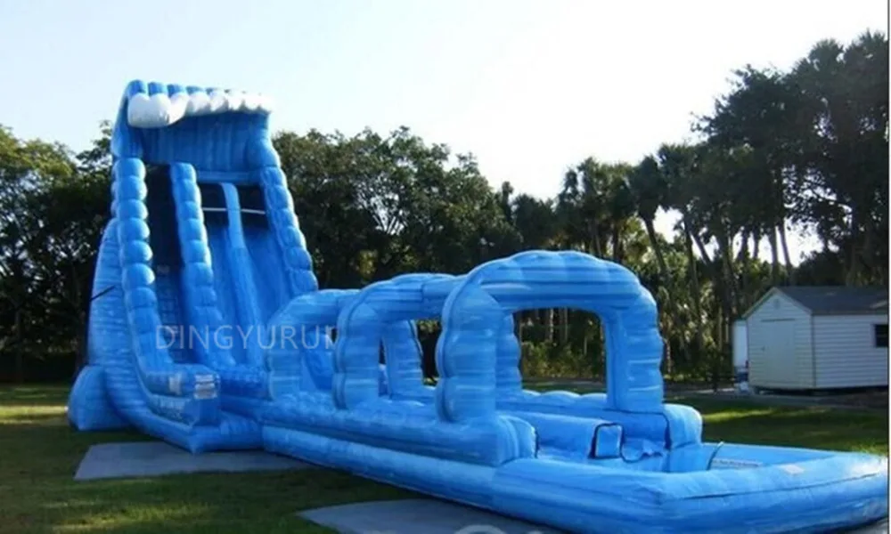 

Commercial inflatable bounce with water big slide jumping pool for kids beach water slide