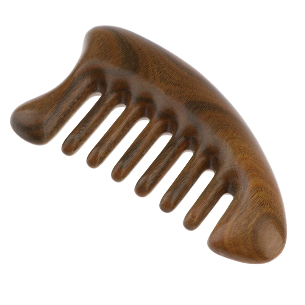 Coarse Tooth Handmade Green Sandalwood Hair Comb - Anti-Static Frizz Free Natural Hair Detangler Wooden Comb (Extra Wide Tooth)