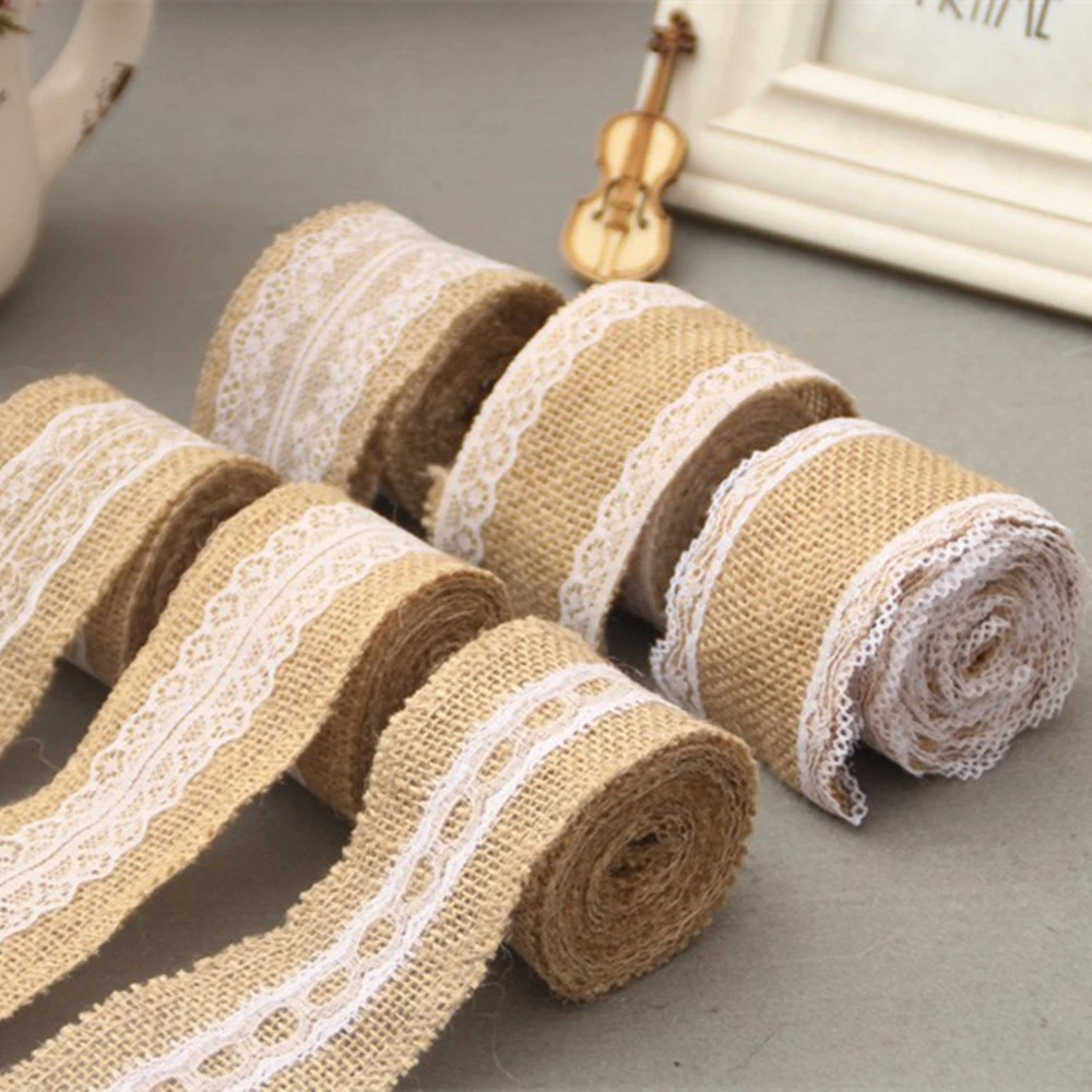 Buy 2 Meter 5cm Jute Burlap Rolls Hessian Ribbon With