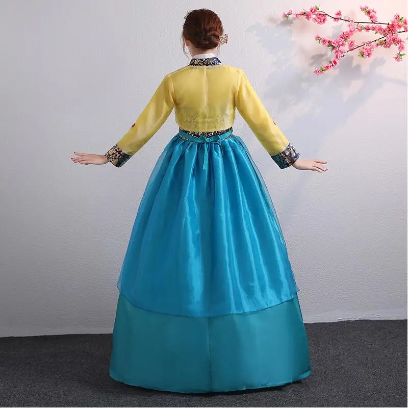Корейская традиционная Женская одежда вечернее платье Национальный, этнический стиль танцевальная одежда винтажный вышитый ханбок Азиатский костюм