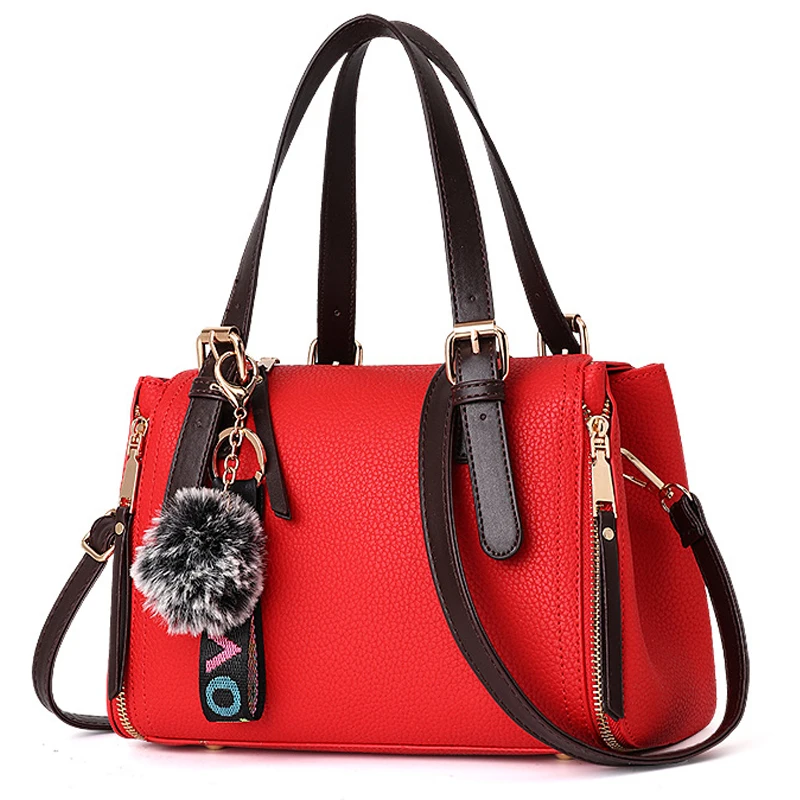 

MONNET CAUTHY 2018 New Totes Women Concise Fashion Vintage Style Ladies Handbags Solid Color Red Black Pink Grey Crossbody Bags