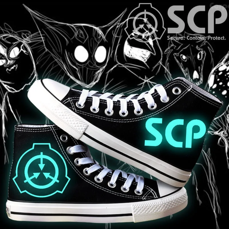 

High-Q Unisex Anime Cos SCP noctilucent Canvas Shoes Secure Contain Protect Casual plimsolls Luminous shoes SCP rope soled shoe