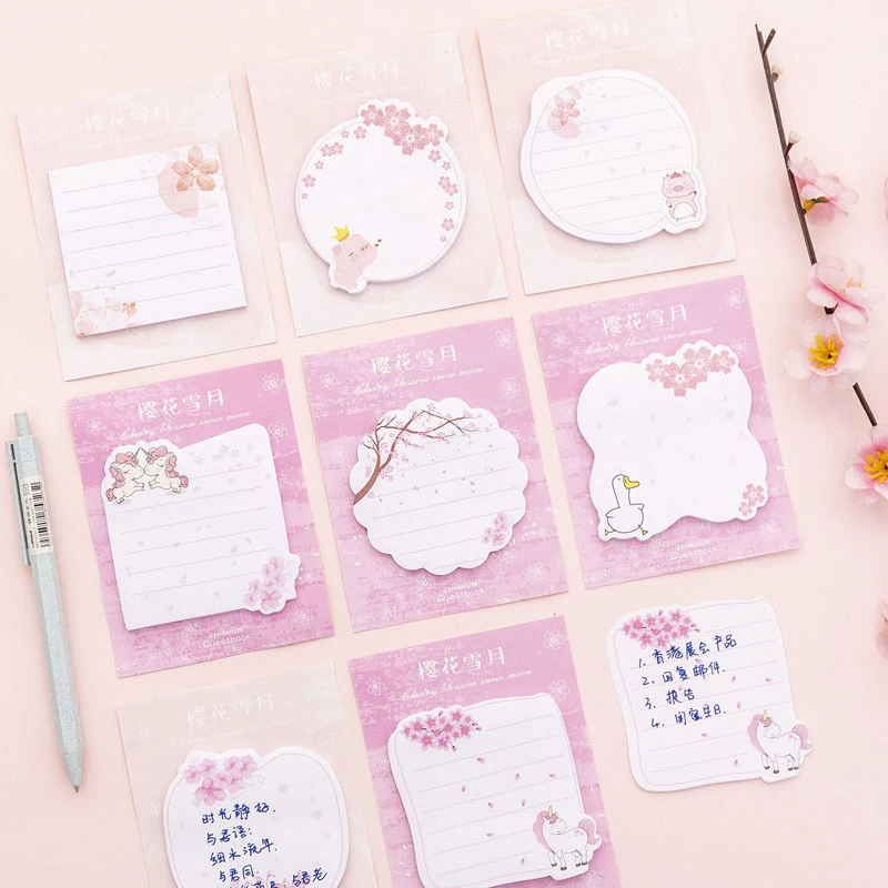 

30Sheets Cute Unicorn Sticky Notes Pads Kawaii Cherry Memo PadsFor Kids Gifts Back To School Office Supplies Korean Stationery