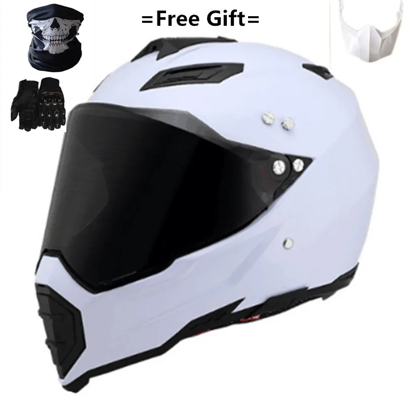 white Mate черный двойной спортивный бездорожье мото rcycle шлем Dirt Bike ATV D.O.T Сертифицированный(M, синий) Полное Лицо casco для moto Sport - Цвет: white
