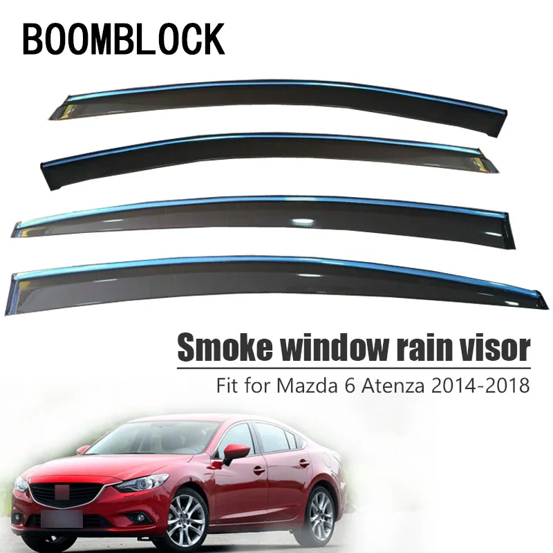 BOOMBLOCK 4pcs Car Covers Window Visor Sun Rain Wind Deflector Awning