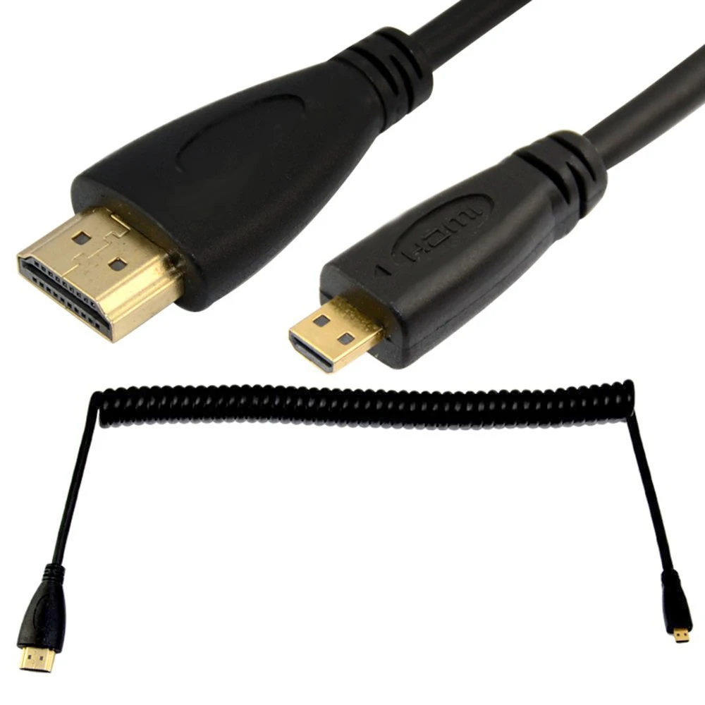 High Speed HDMI мужчина к Micro D Мужской Спираль Спиральный кабель удлинитель для DV