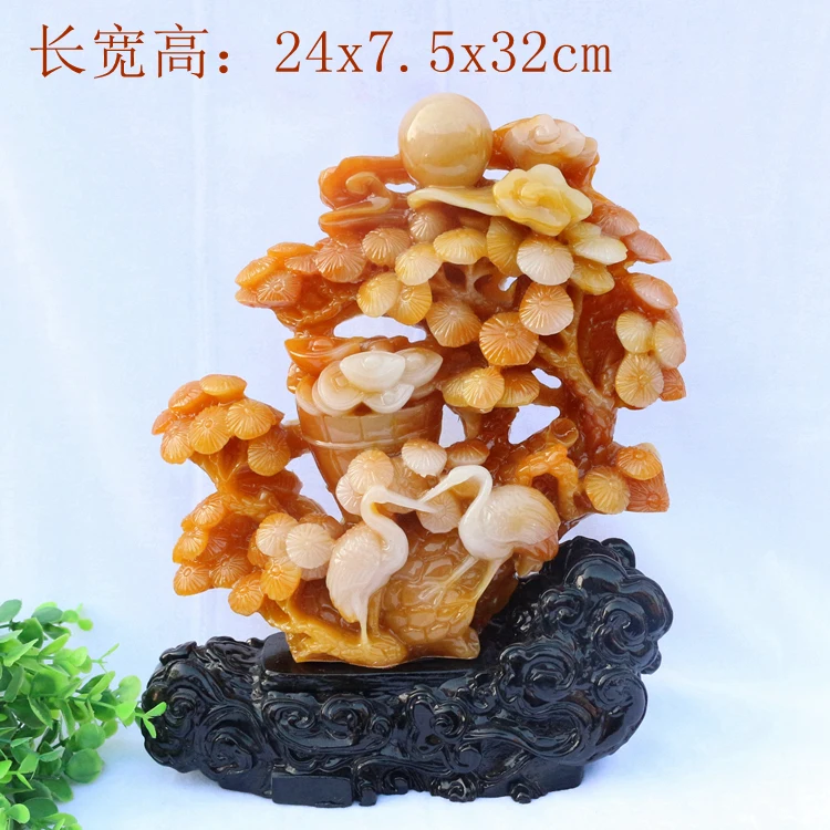 

Hand engraving Artwork Tian Huangshi jade carving imitation yellow stone huanglongyu furnishing Songhe sickness