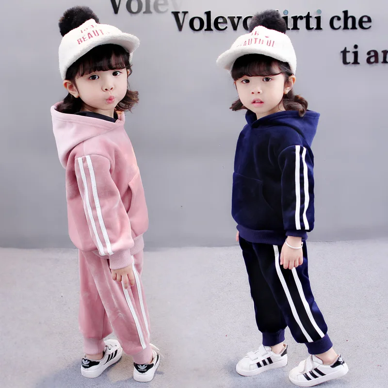 

2019 Children's set spring and autumn sportswear high quality fashion children's clothes solid color 1-6 years children suit
