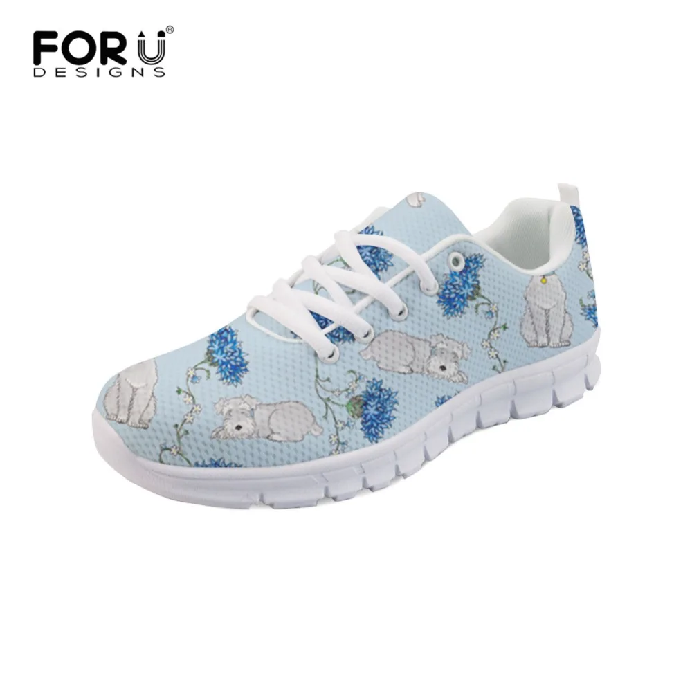 

FORUDESIGNS Espadrilles Women Shoes Botanical Schnauzers Sneakers Casual Shoes Breathable Mesh Flats Soft Walking Shoes Woman