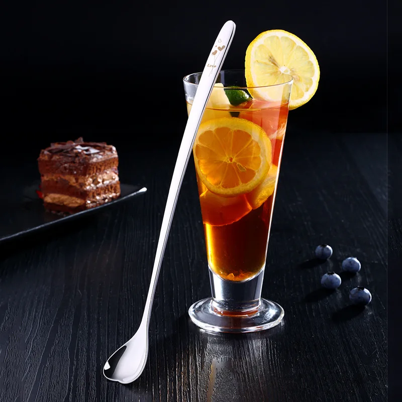 

Long Handled Stainless Steel Coffee Spoon Ice Cream Dessert Tea Spoon heart shape