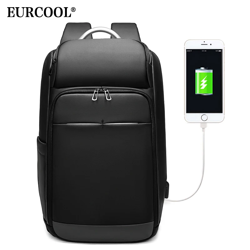 

EURCOOL Men 15.6" Laptop Backpack Water Repellent Multifunction Male Mochila Business Travel Backpacks UBS Charging Design n0006