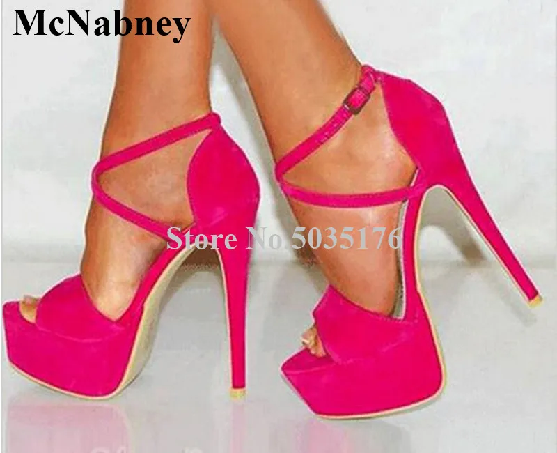 

2019 European Fashion Cross-tied Peep Toe High Platform Sandals Ankle Strap Buckle High Stiletto Heel Sandals Dress Women Shoes