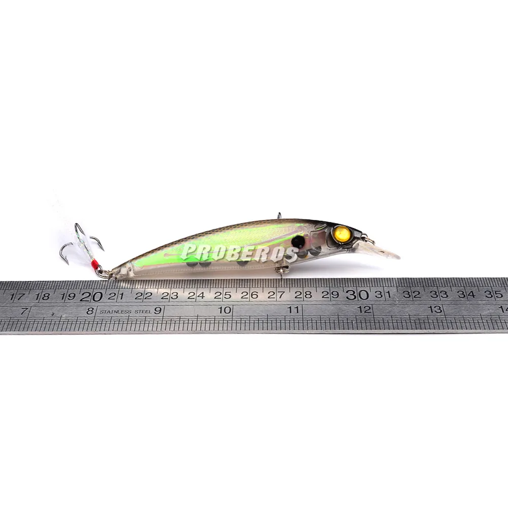 11cm 13.5g Fishing Lures 3D Eyes Floating Laser Minnow Hard Aritificial Wobblers Crankbait Tied feather Plastic Baits Pesca Isca