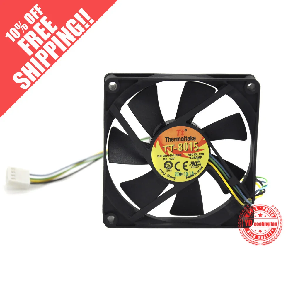 Вентилятор охлаждения для EVERFLOW Thermaltake TT A8015L12S 8015 8 см 4PIN PWM 12 В 0.28A|cooling fan|fan coolingfan