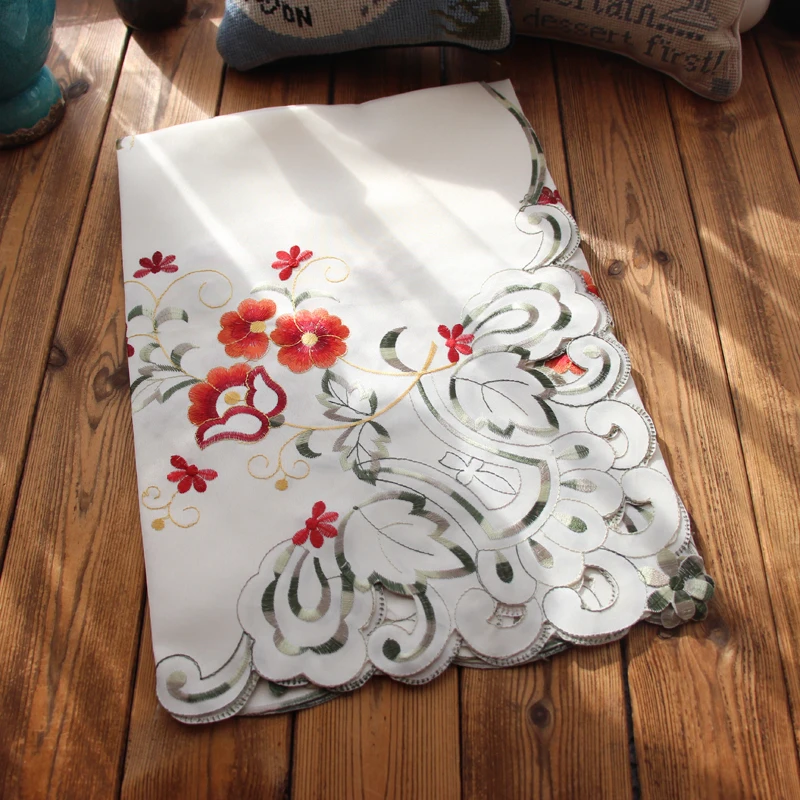 

Modern Satin Christmas Tablecloth Embroidery Lace Rectangle Round Table Cloth Coffee Tea Dinner Table Cover For Home Gifts D032