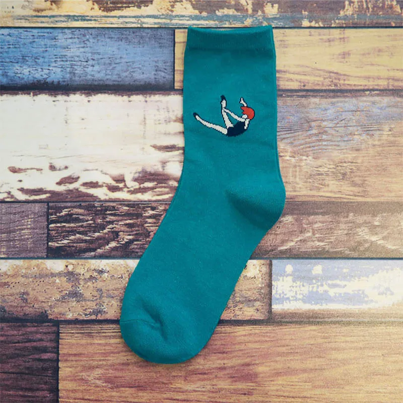 

Harajuku Cartoon Long Stockings Women 1 Pair Novelty Pill Star Patterned Stockings Hiphop Colorful Pure Cotton Stockings