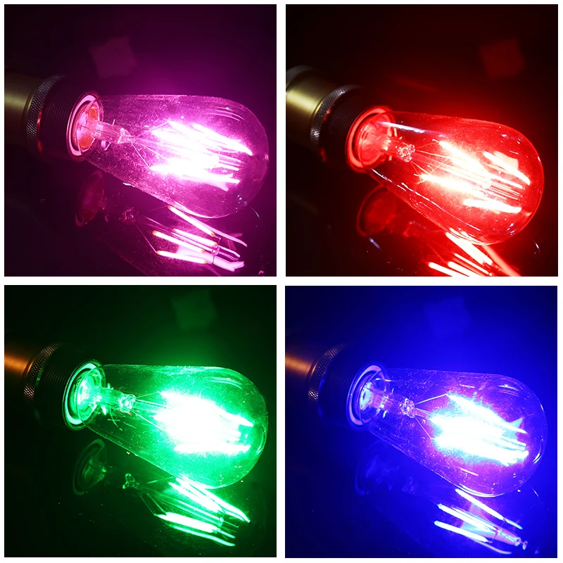 Синий/красный/розовый/зеленый/теплый RGB светодиодный светильник Эдисона E27 Светодиодный светильник 220 В Античный Ретро винтажный светильник с нитью