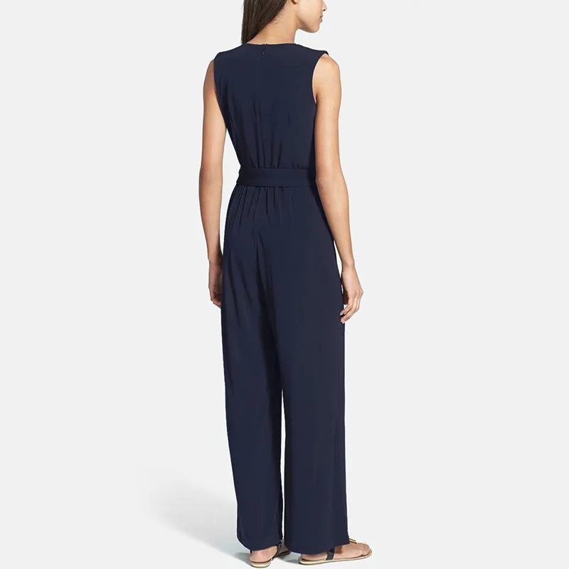 2017 Europe and the United States new pants wide leg jumpsuit sleeveless V-neck dress pants (4)