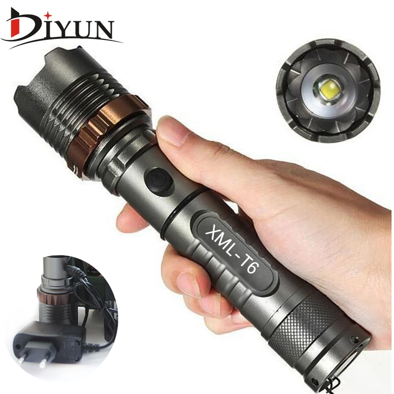 

8000lm XM-L T6 LED Flashlight Torch Rechargeable Lantern Hunting FlashLight for 18650/AAA battery direct charge