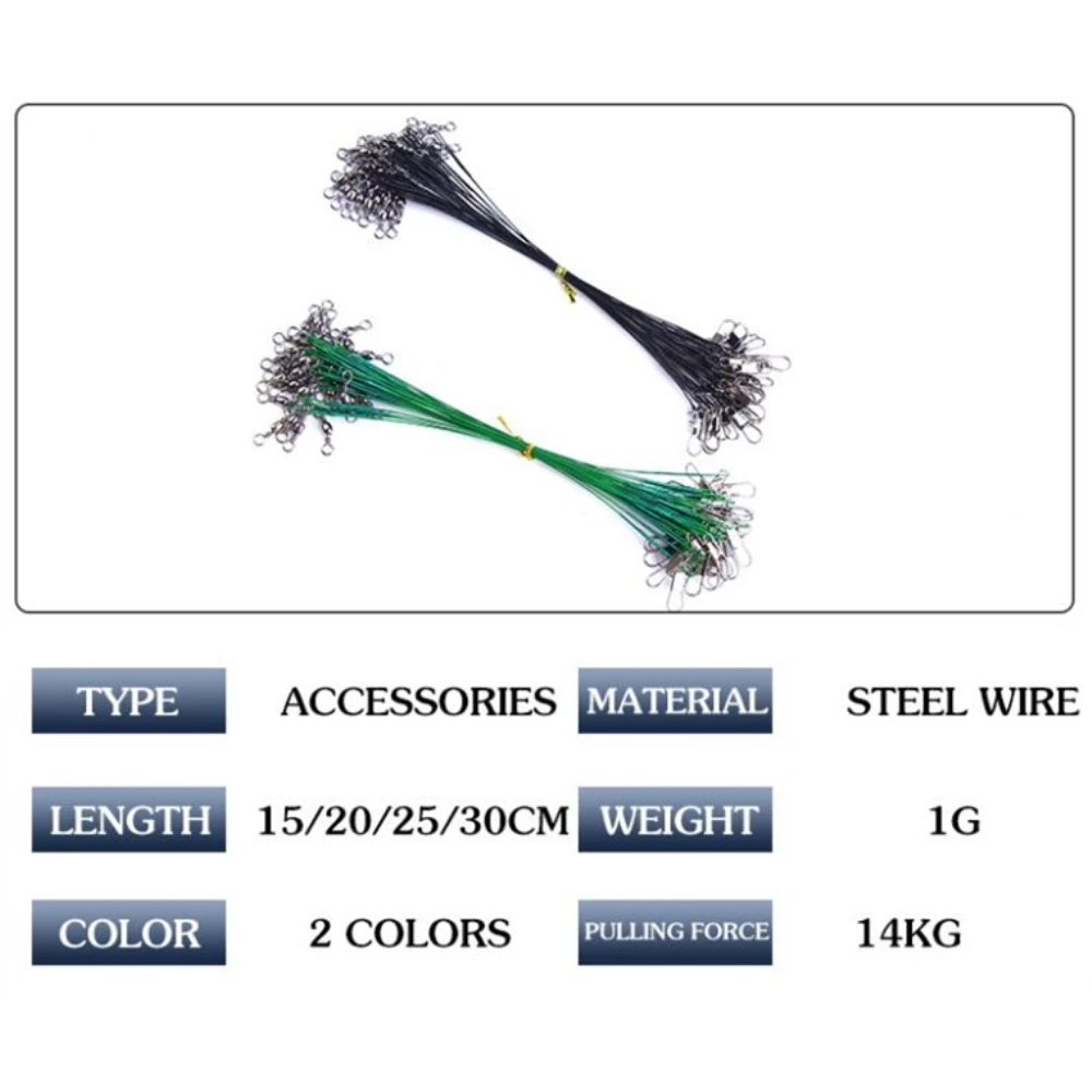 10 шт./лот рыболовная леска с защитой от укусов, поводок, приманка, рыболовный крючок, леска, проволока, лидер, поворотные Вертлюги Из Нержавеющей Стали, 2 цвета